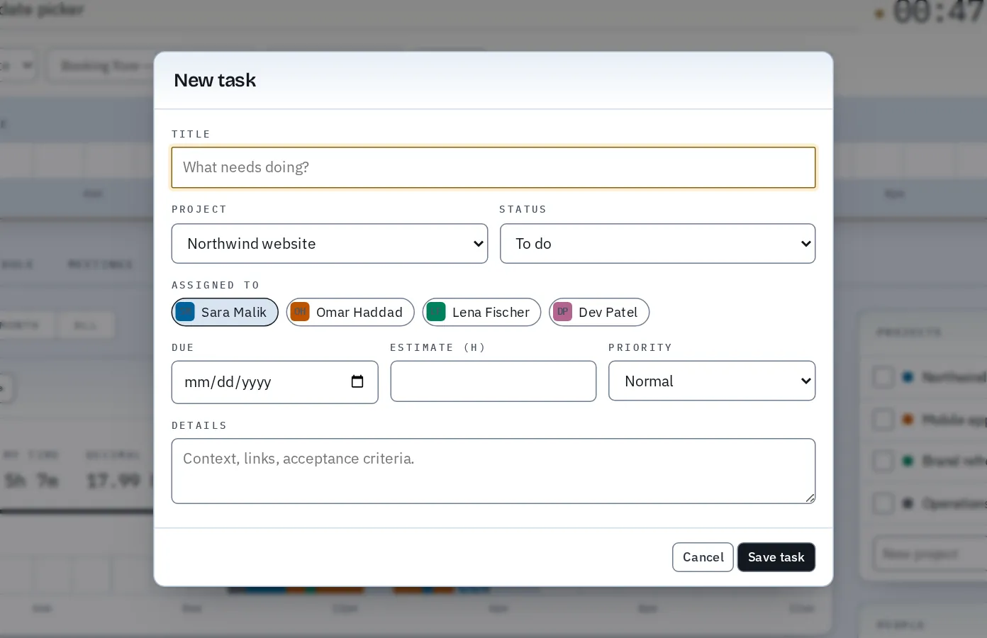The New task dialog.